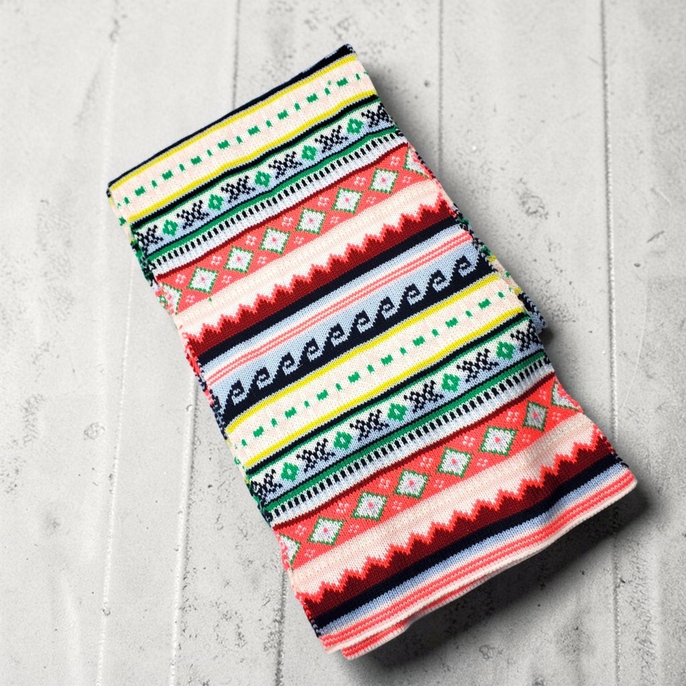 Gap Womens Multi Color Fair Isle Geometric Knit Winter Scarf One Size
